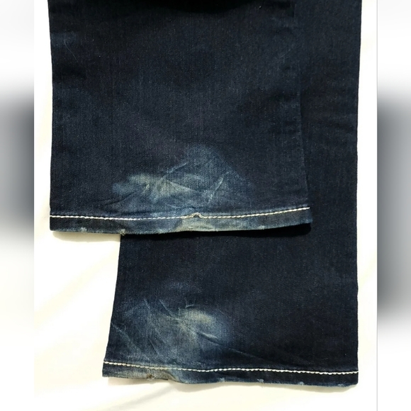 Miss Me jeans Sz 28 Signature Boot Stretch Denim Low Rise Red Bling Dark EUC - Picture 9 of 14